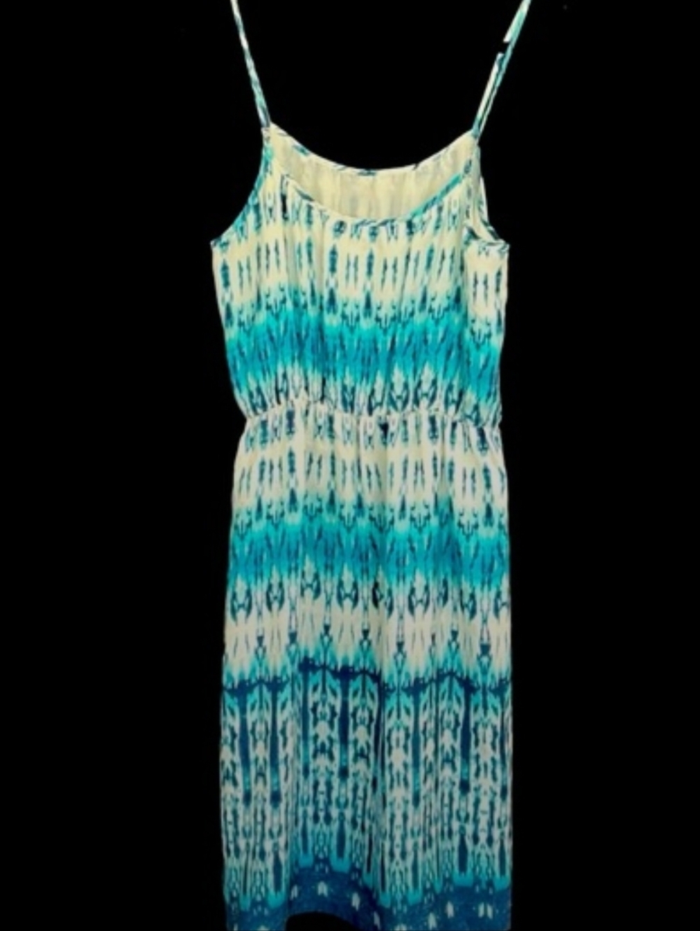 Banana Republic SILK Indigo Blue Patterned Ombre Dress - Casual Women's Dress